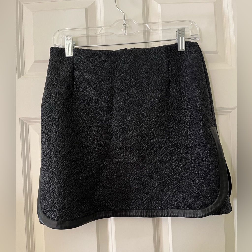 Women’s Juliette Longuet Black Mini Skirt With Slight Shimmer Faux Leather Trim